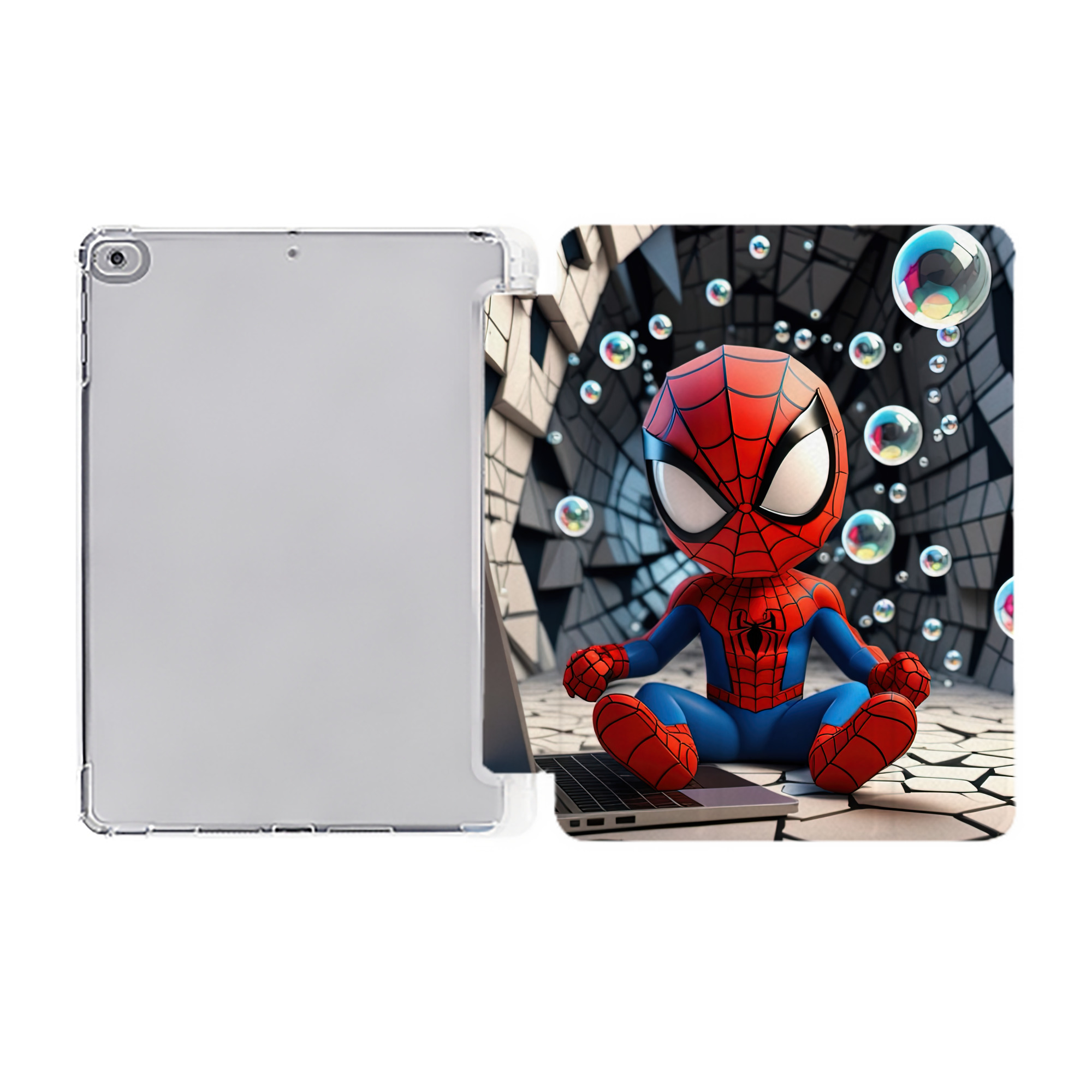 （画像用） Spider Man スパイダーマン IPad ケース ペン収納付き 三つ折りスタンド PUレザー×シリコン 対応機種9.5/10.5/10.9インチ